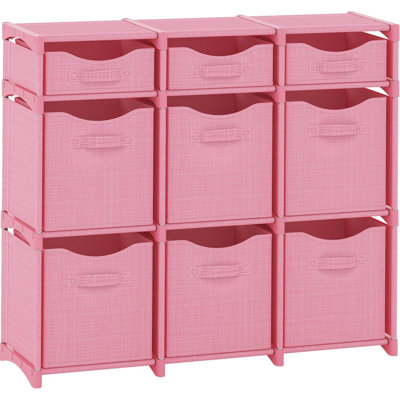 9 compartiments de rangement pour casiers, comprend tous les bacs de rangement, unité de rangement facile à assembler avec tiroirs | Organisateur de pièce pour les vêtements, chambre de garde-robe de bébé, salle de jeux, dortoir