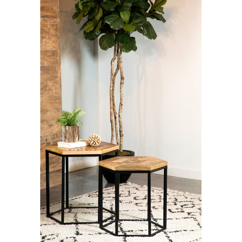 Zaelek Solid Wood Top Nesting Tables