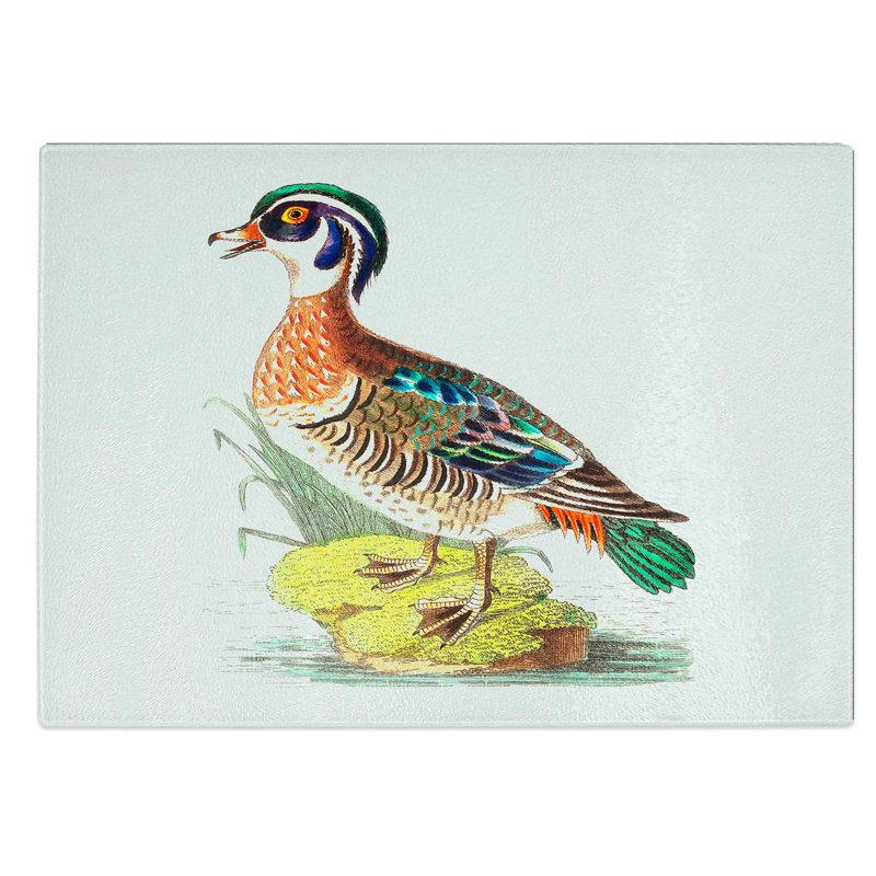 Tempered Glass Summer Duck by George Shaw Chopping Board, 28.5 cm W x 20 cm L