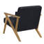 Fauteuil d'appoint moderne recouvert de velours côtelé noir, structure en bois d'hévéa massif, siège et coussin en mousse pour le salon avec coussin moelleux.
