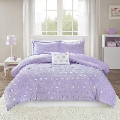 Rosalie Metallic Printed Plush Comforter Set