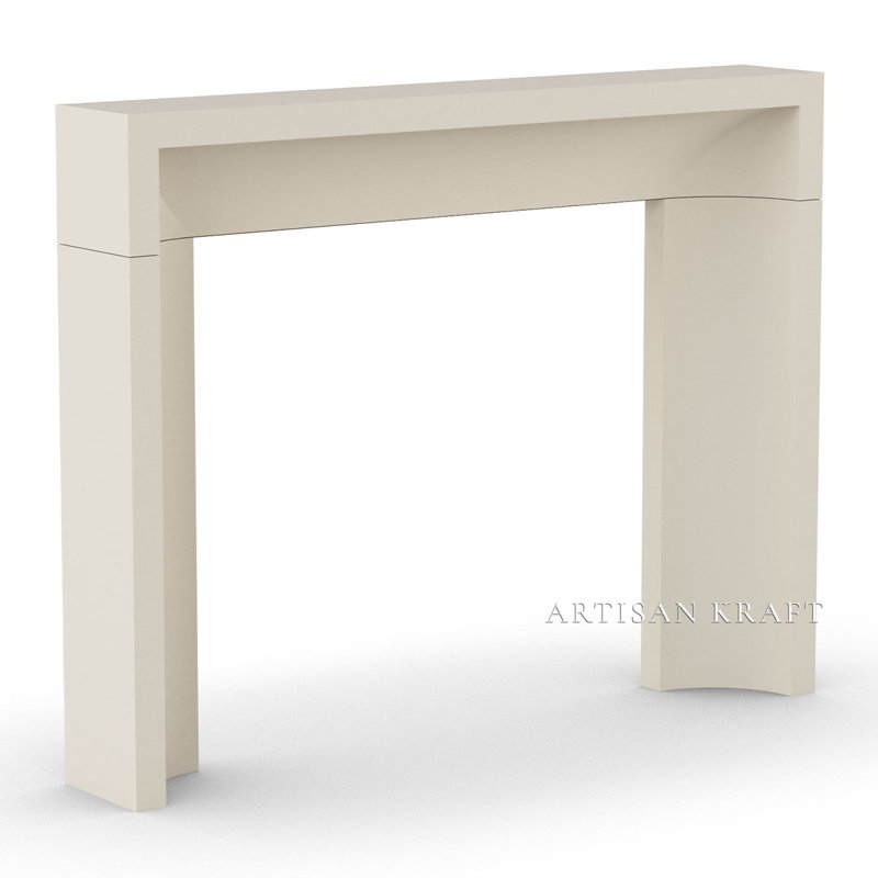 Encadrement de cheminée biseauté courbé et biseauté avec foyer biseauté, 11 po x 68 po x 53 po, Terre