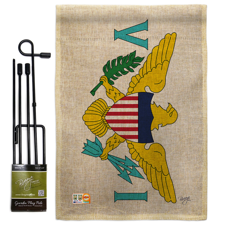 Îles vierges the world, impressions de polyester de 2 côtés 19 x 13 po ensemble de drapeau