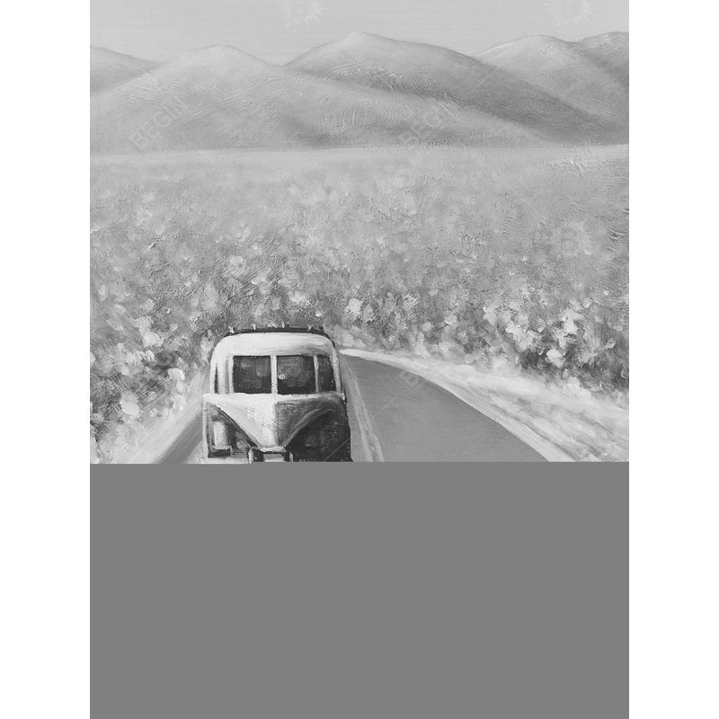 Car on the Road - Monochrome Transportation Canvas Art
