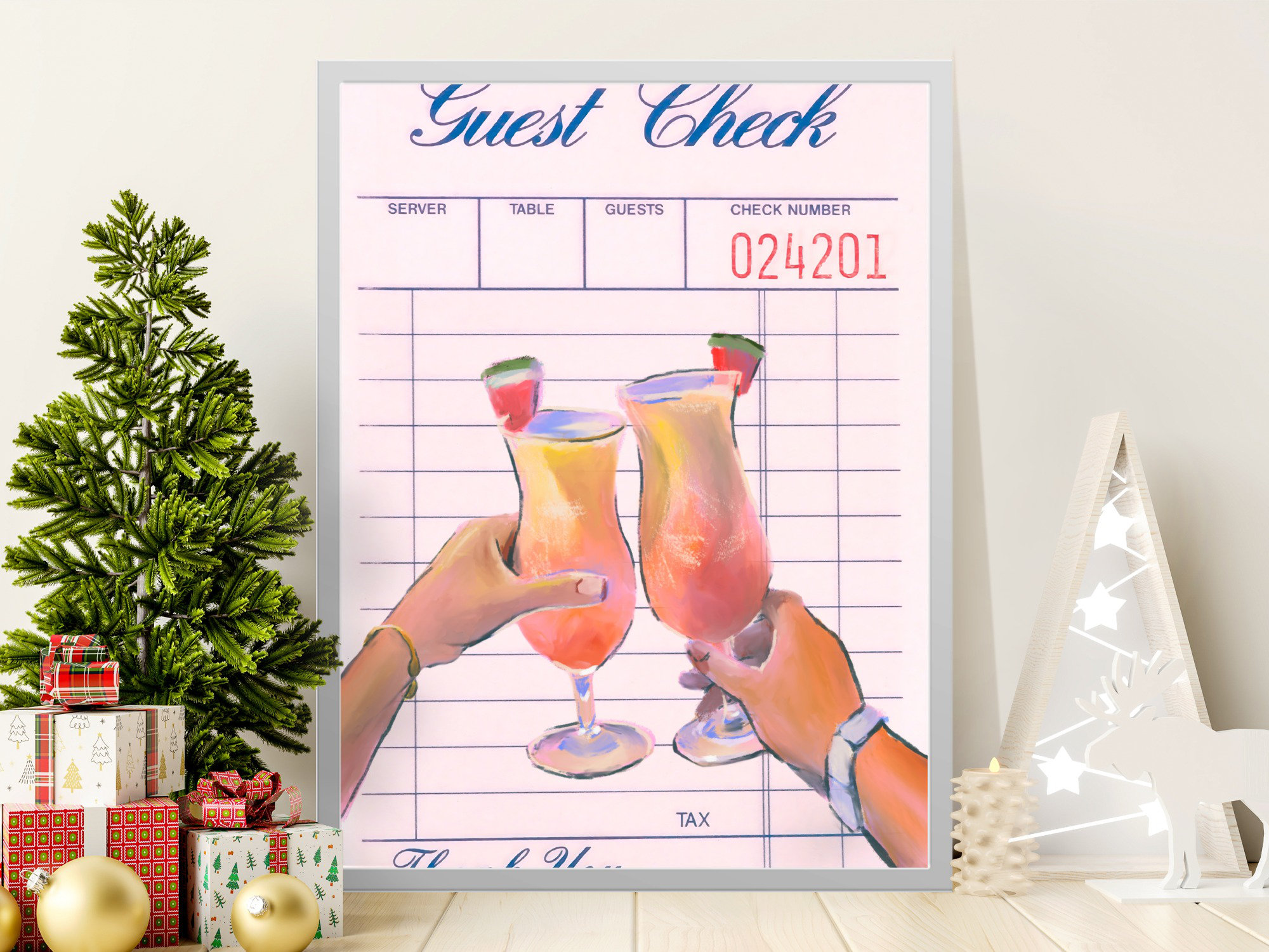 Happy Larry Cocktail Toast Wall Art, Tropical Drink Art Print, Bar ...