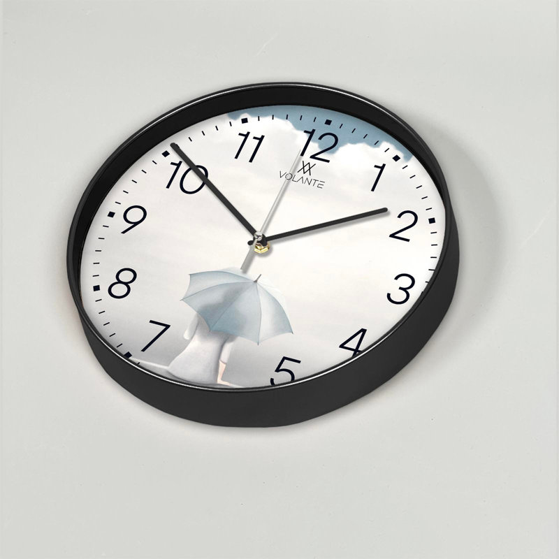 Horloge murale Cobleskill Elegant, 12 po de diamètre, 1,8 po d'épaisseur | Cadre 100% plastique, couvercle en verre véritable | Parfait pour la décoration intérieure, le salon et le bureau | Horloge élégante au design moderne
