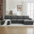 6-piece Wide Arm Multi-shape Upholstered Modular Sofa Cloud couch with Double Reversible Storage Ottoman-2137581308