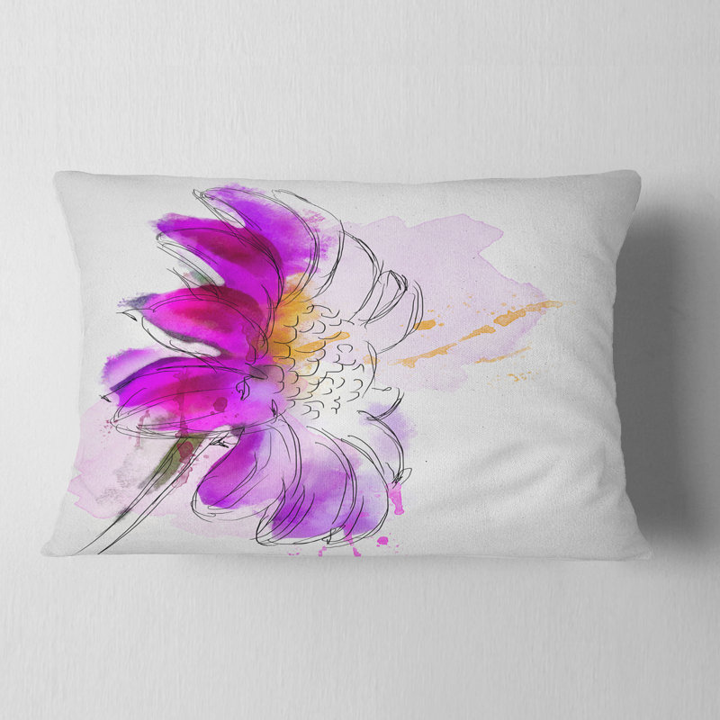 Coussin lombaire gerbera floral aquarelle