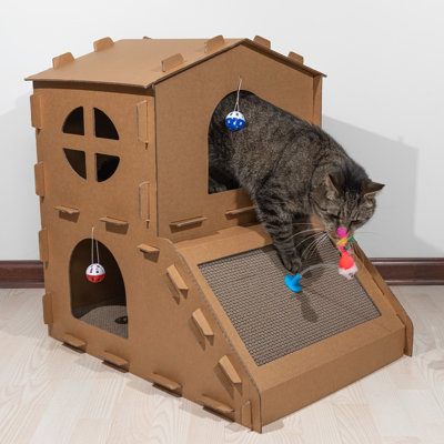 PETMAKER Cardboard Cat House With Scratching Pads