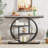 41.3" Industrial Console Table, 4-Tier Grey Sofa Table With Unique Circle Metal Frame & Storage Shelves, Narrow Entryway Accent Table For Living Room, Hallway, Foyer-201433808