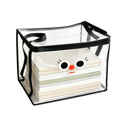 Pochette de rangement en tissu, sac de rangement transparent de grande capacité en PVC avec poignées pour ranger documents, papiers et livres à la maison