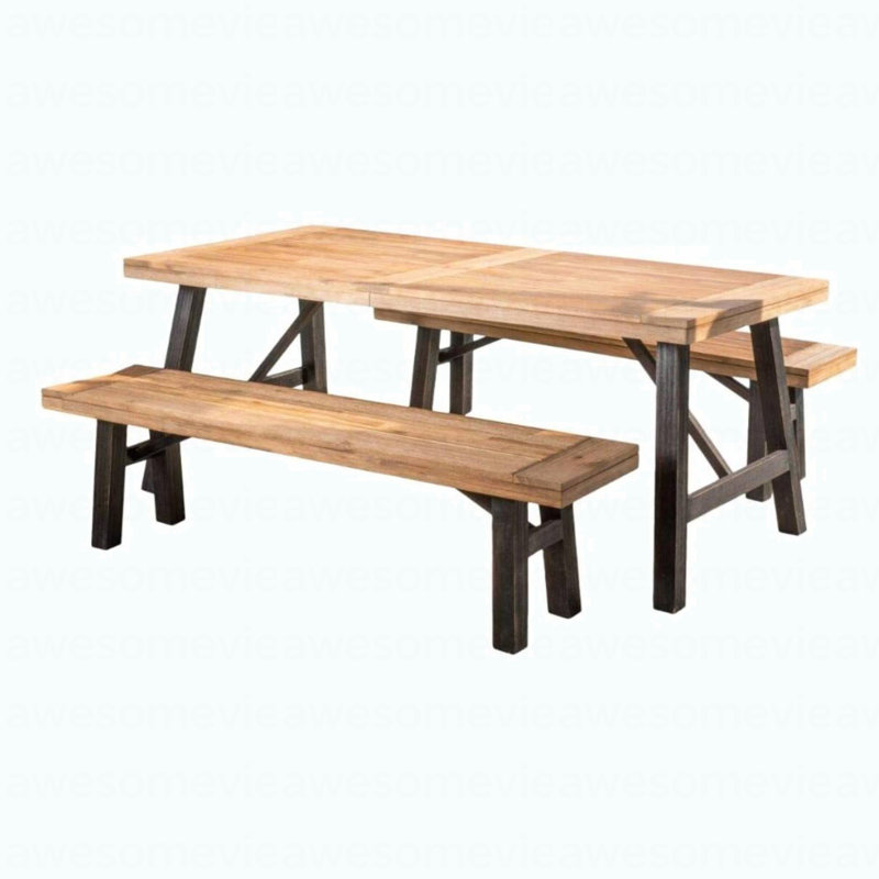 Ensemble repas d'extérieur avec 2 bancs et 1 table repas (3 pièces)