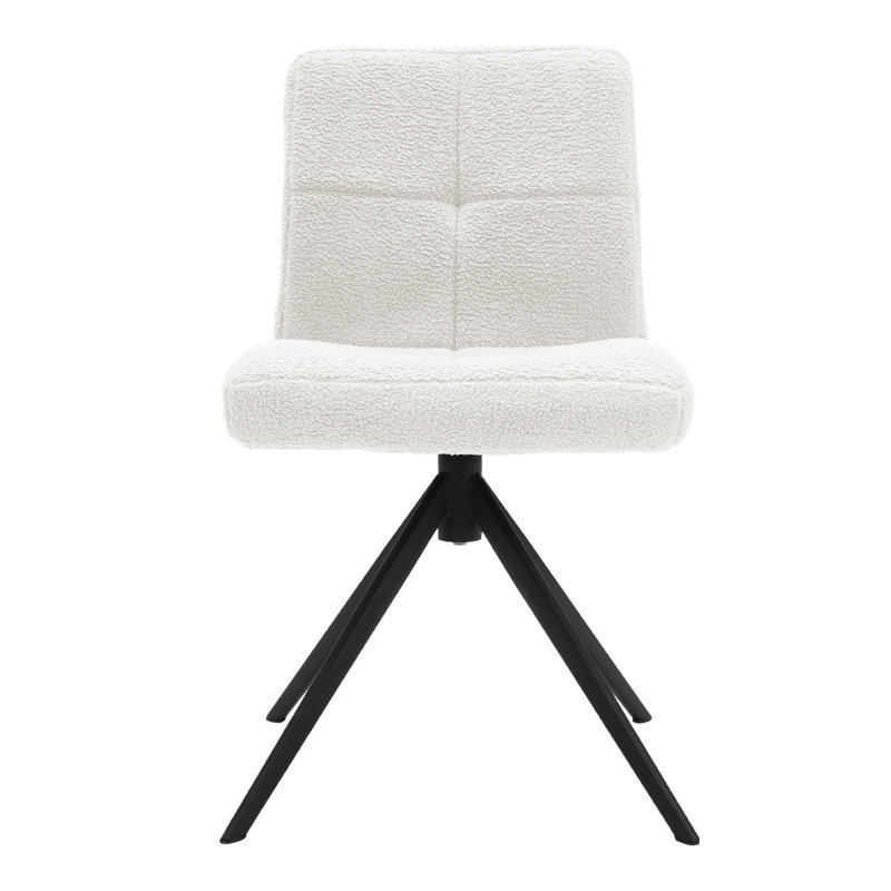 Arquilla 44cm H Tufted Teddy Velvet Upholstered Side Chair, White