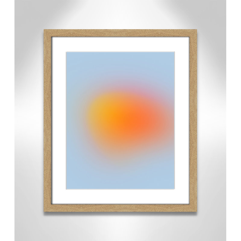Imprimé néon orange brillant, Pas de tapis, H 19 po x l 16 po x P 1,25 po, Cadre photo simple en grain de bois naturel