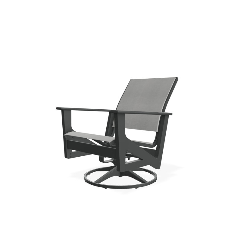 Wexler Outdoor Swivel Lounge Chair, Graphite, Collect Indigo