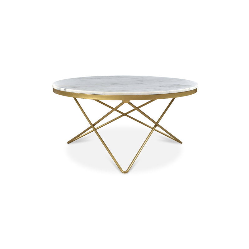 Fulton Marble Top Coffee Table, Gold