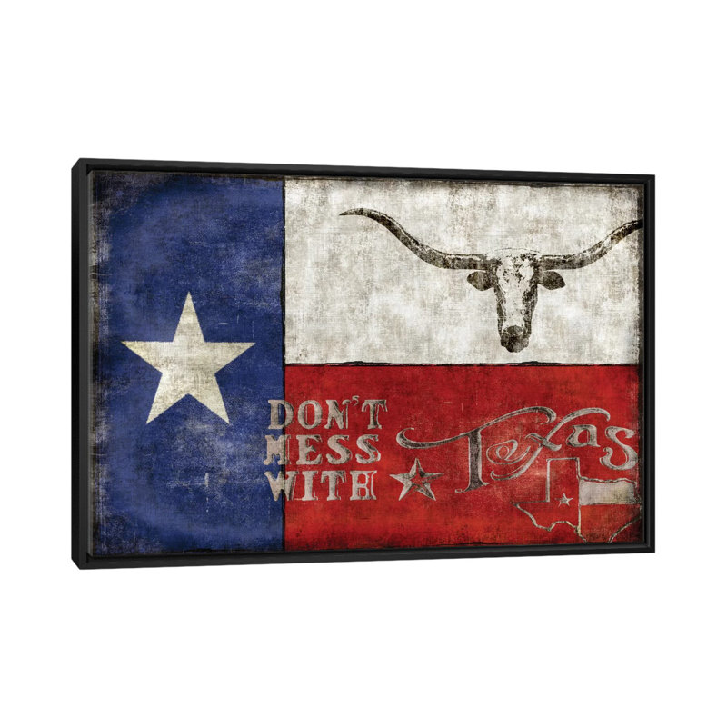 « texas fiers », reproduction d’impression sur toile, H 18 po x l 26 po x P 1,5 po, Toile avec cadre noir