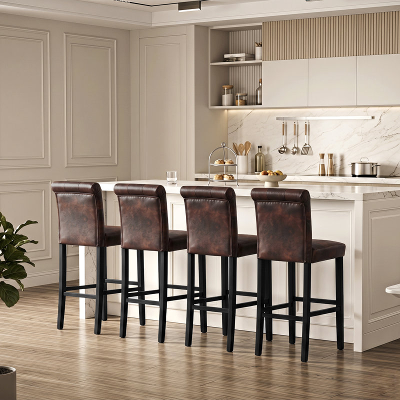Alayna 28.5" Bar Stool, Brown PU