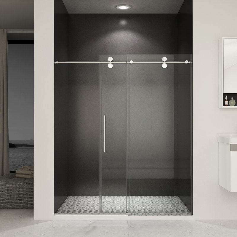 Porte de douche sans cadre l 56 "à 60" x H 76 "