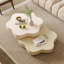Table basse rotative en forme de fleur Masek, couleur moderne et blanc crème, table basse extensible-1650259492
