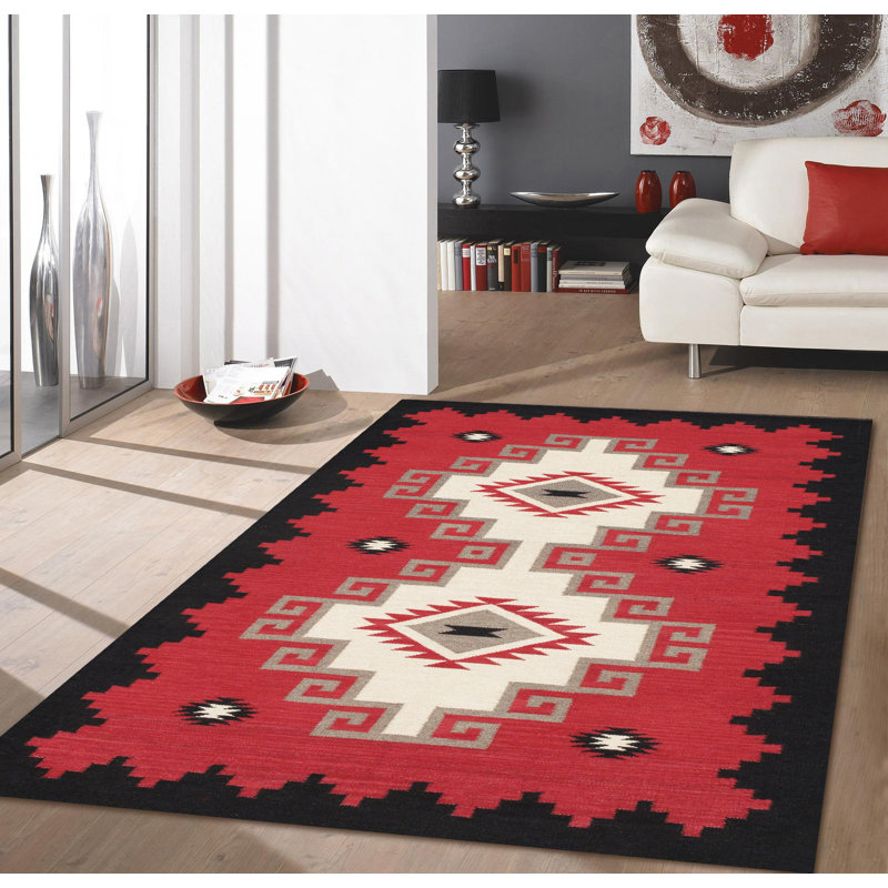 Tapis rouge en laine tissé à la main Tuscany, Rouge