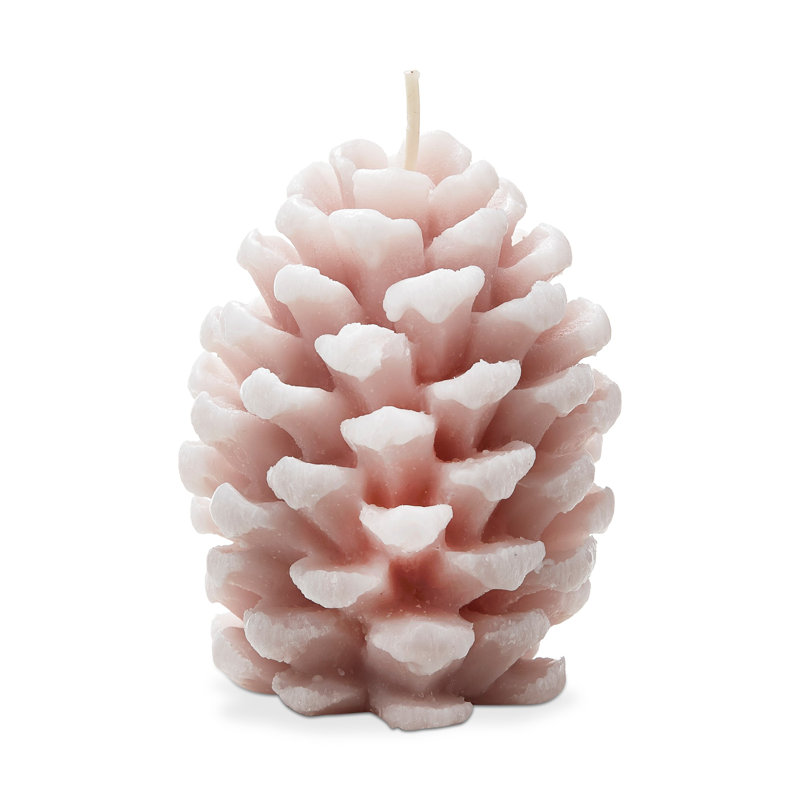  Bougie en forme de pomme de pin givrée , Rose