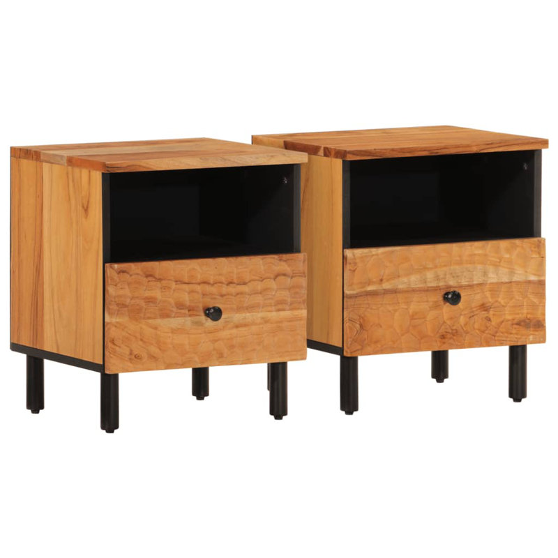 Belia 40cm W Iron Bedside Table, Set of 2, Brown