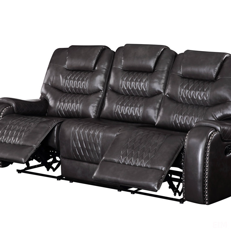 Canapé inclinable en cuir synthétique Braylon Magnetite