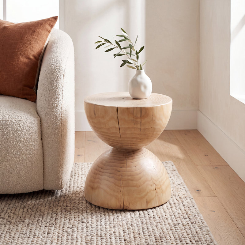 Nickie Solid Wood End Table, Natural Pine