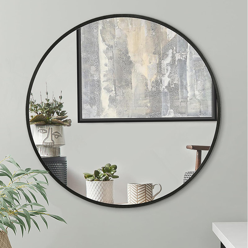 Miroir rond en métal, 32 po x 32 po