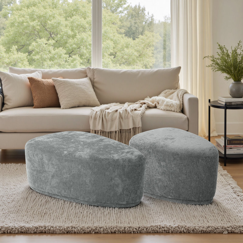 Upholstered Ottoman, Rock Gray