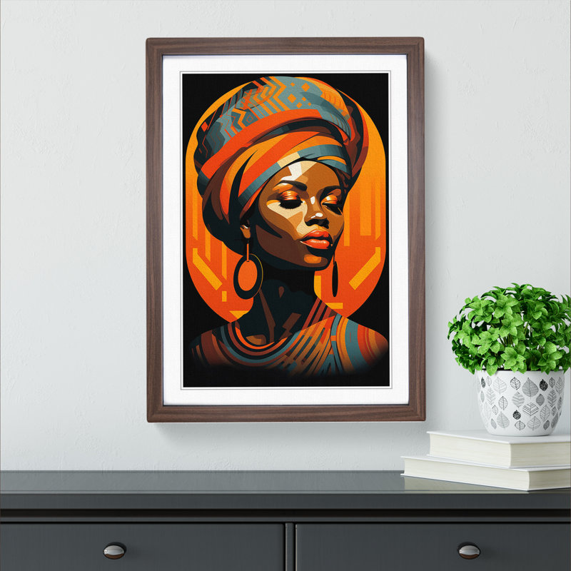 African Woman Op - Framed Print, Walnut Framed, 46cm H x 34cm W x 2cm D
