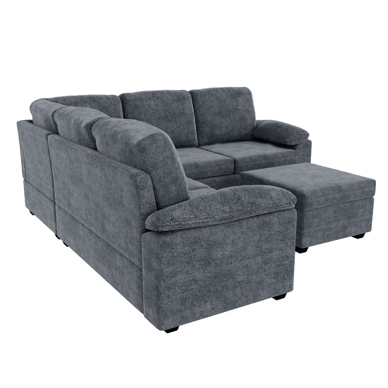 4 - Piece Upholstered Sectional, Gray Velvet