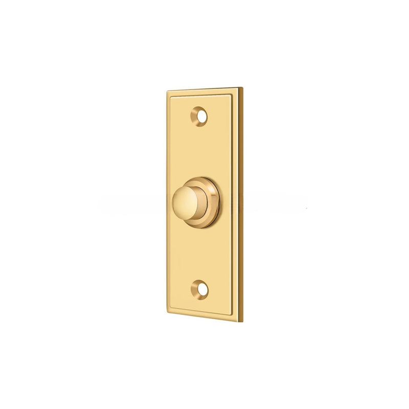 Deltana BBS333CR003 Bell Button, Rectangular Contemporary in PVD Polished Brass, PVD Polished Brass