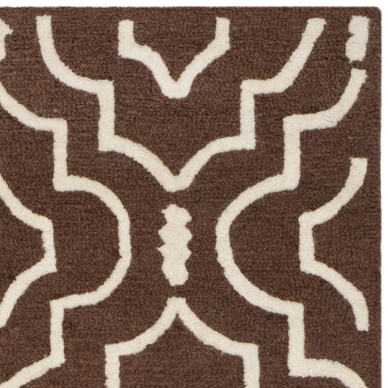 Elegant Cambridge Dark Brown & Ivory Hand-Tufted Wool Rug 8' x 10'