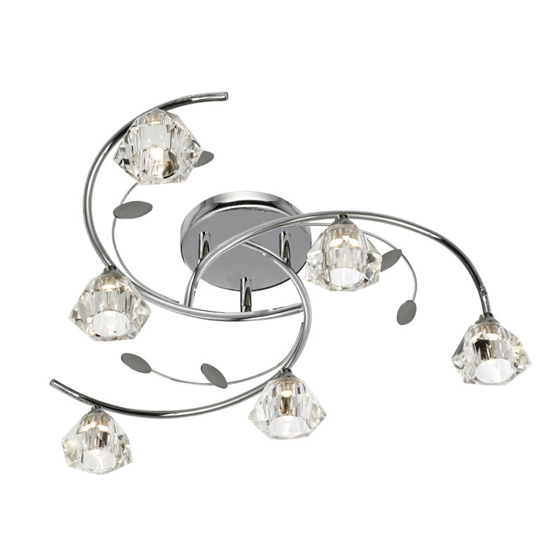 Alan Glass Semi Flush Mount, Chrome