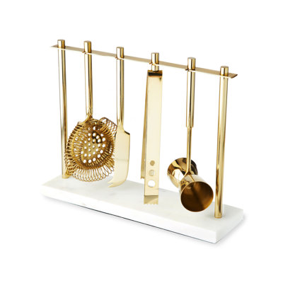 Bar Tool Set in Gold & Marble