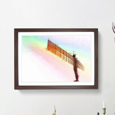 Rainbow on the Angel of the North in Abstract - Picture Frame Painting Print