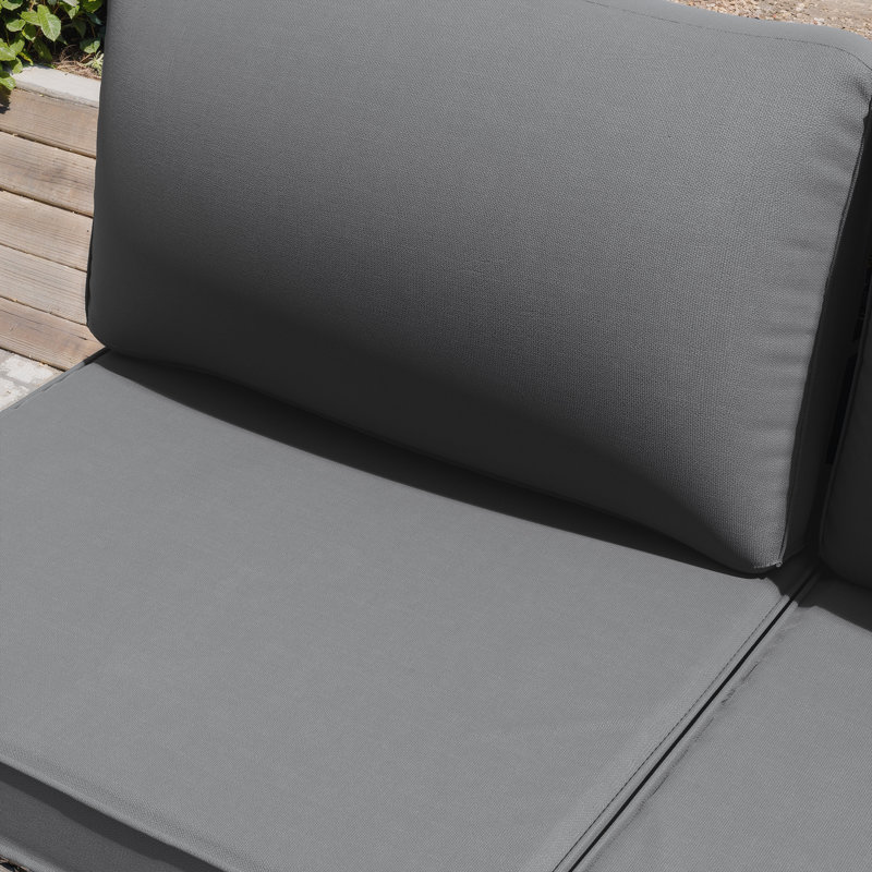 Kalinowski 3-Piece Outdoor Patio Furniture Set With Splash Proof Cushions Tempered Glass Coffee Table And Adjustable Feet Wicker Sofa With Seat Clips For Stability