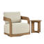 Ensemble d'extérieur 2 pièces avec fauteuil pivotant et table d'appoint géométrique en bois massif