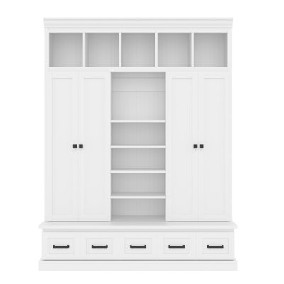 VIBE HAUS 78.7''H Hall Tree With Bench And 5 Storage Cubbies
