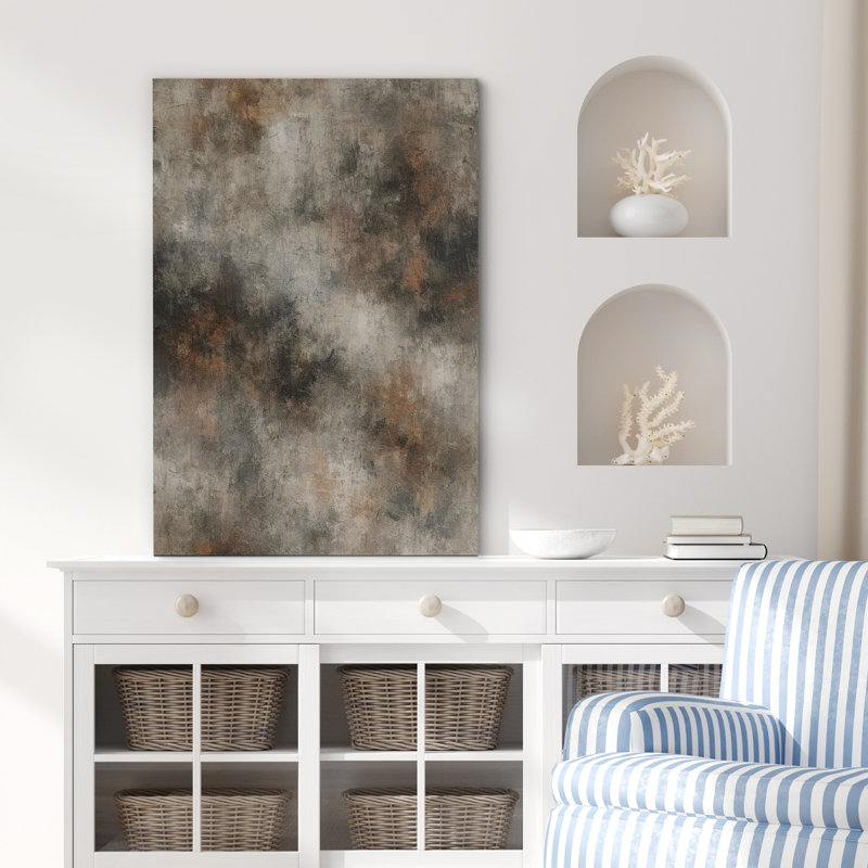 «Gray and Rust Abstract Art», reproduction d'art sur toile encadrée, H 36 po x l 24 po x P 1,5 po, Toile tendue
