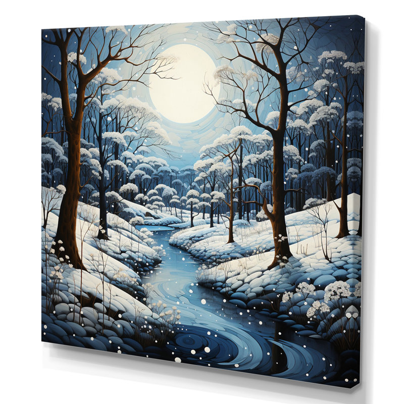 Winters Tree Embrace Pointillism I - Pointillism Wall Decor, H 36 po x l 36 po x P 1,5 po, Toile tendue