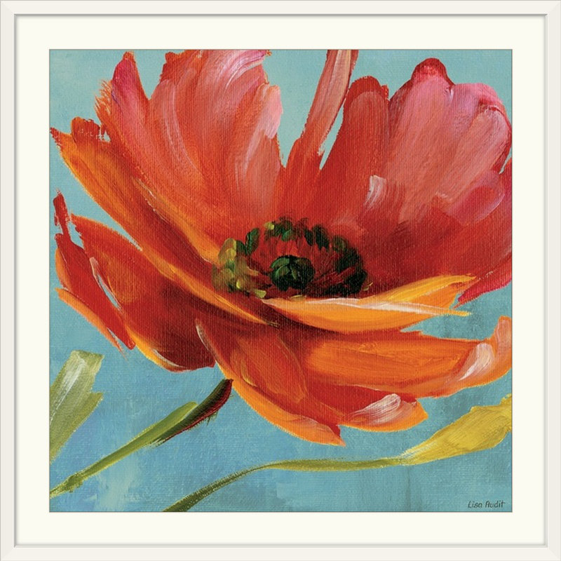 Flamboyant Modern & Contemporary, 24" H x 24" W x 1" D, White Framed