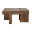 Table basse carrée de 18 po x 36 po x 36 po en bois naturel, de style géométrique et avec table de soutien, 18 po de hauteur, avec base au design équilibré
