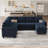 Shavera Velvet L Shaped Sectional Sofa Bed Sleeper Couch With Storage Ottoman-100585106