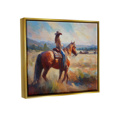 «Cowgirl In Western Scene», reproduction encadrée sur toile par Ramona Murdock