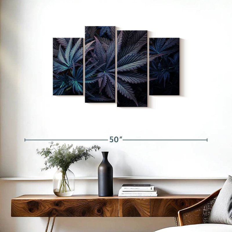 Purple Marijuana Leaves, 22" H x 36" W