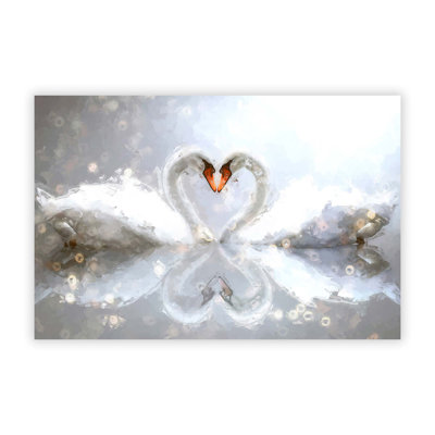 Swans Forming A Love Heart - No Frame Painting