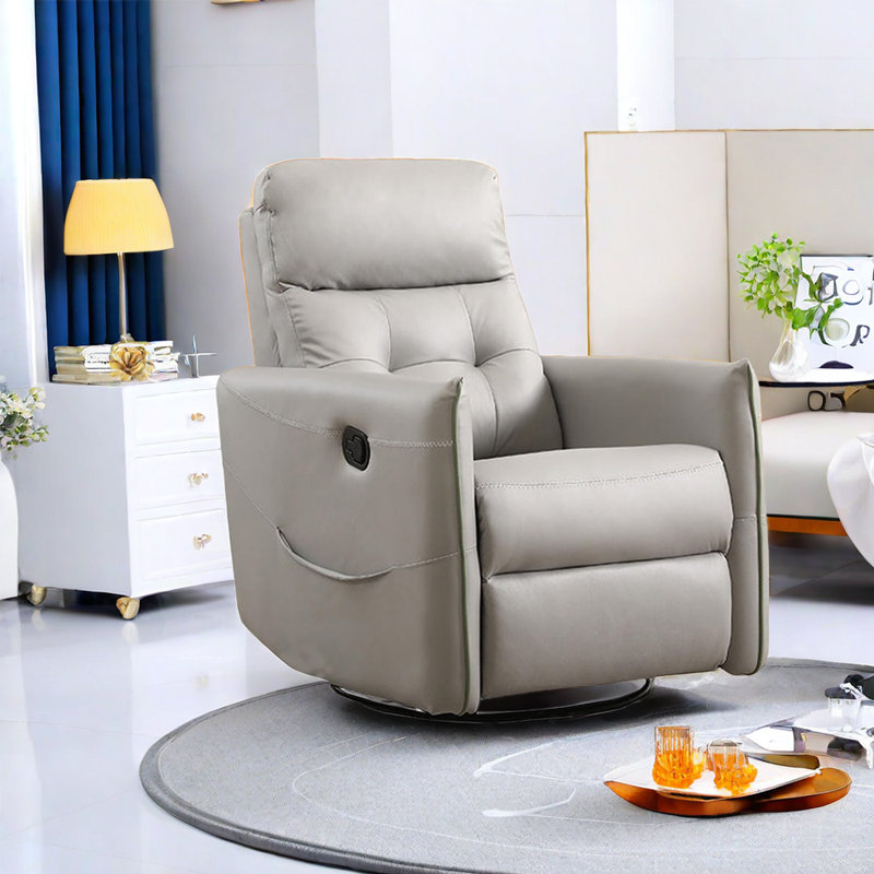 Koloman Upholstered Recliner, Gray Polyester Blend